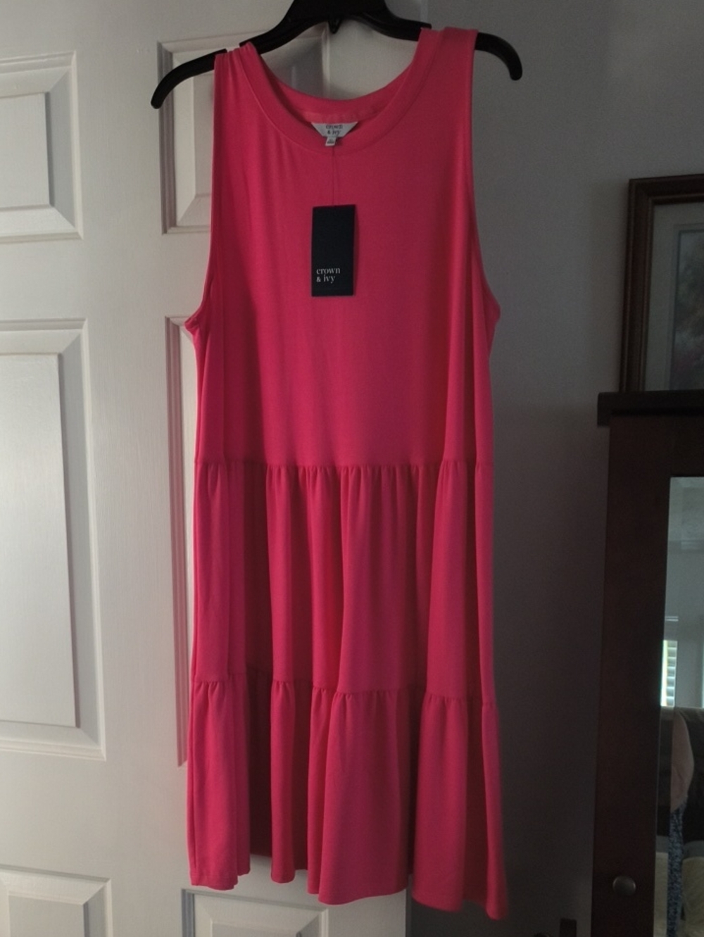 Crown & Ivy Sleeveless Tiered Pink Dress